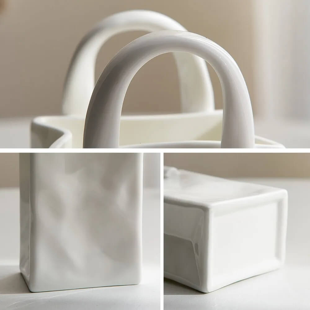 Paper Bag Shaped Ceramic Vase — Decorative Vase for Considered Styling — Lifestyle 6
