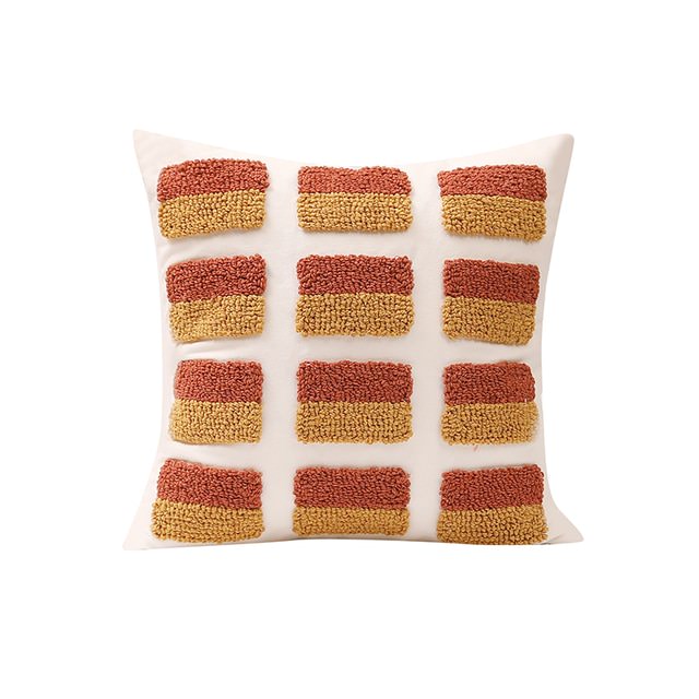 Ochre Tufted Cushion Cover — Soft Textured Pillow for Bedroom Layering — Lifestyle 4