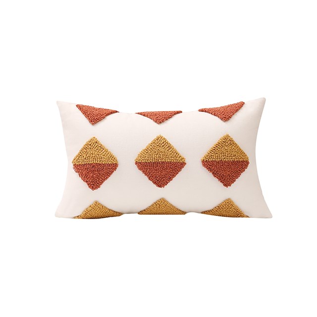 Ochre Tufted Cushion Cover — Soft Textured Pillow for Bedroom Layering — Lifestyle 7