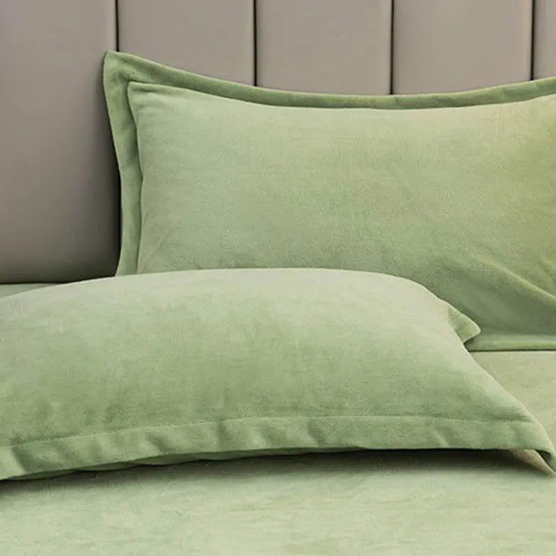 Coral Fleece Pillowcases for Winter Comfort - Set of 2, Available in Green, Gray, Blue, Pink, 48x74cm Size — Lifestyle 6