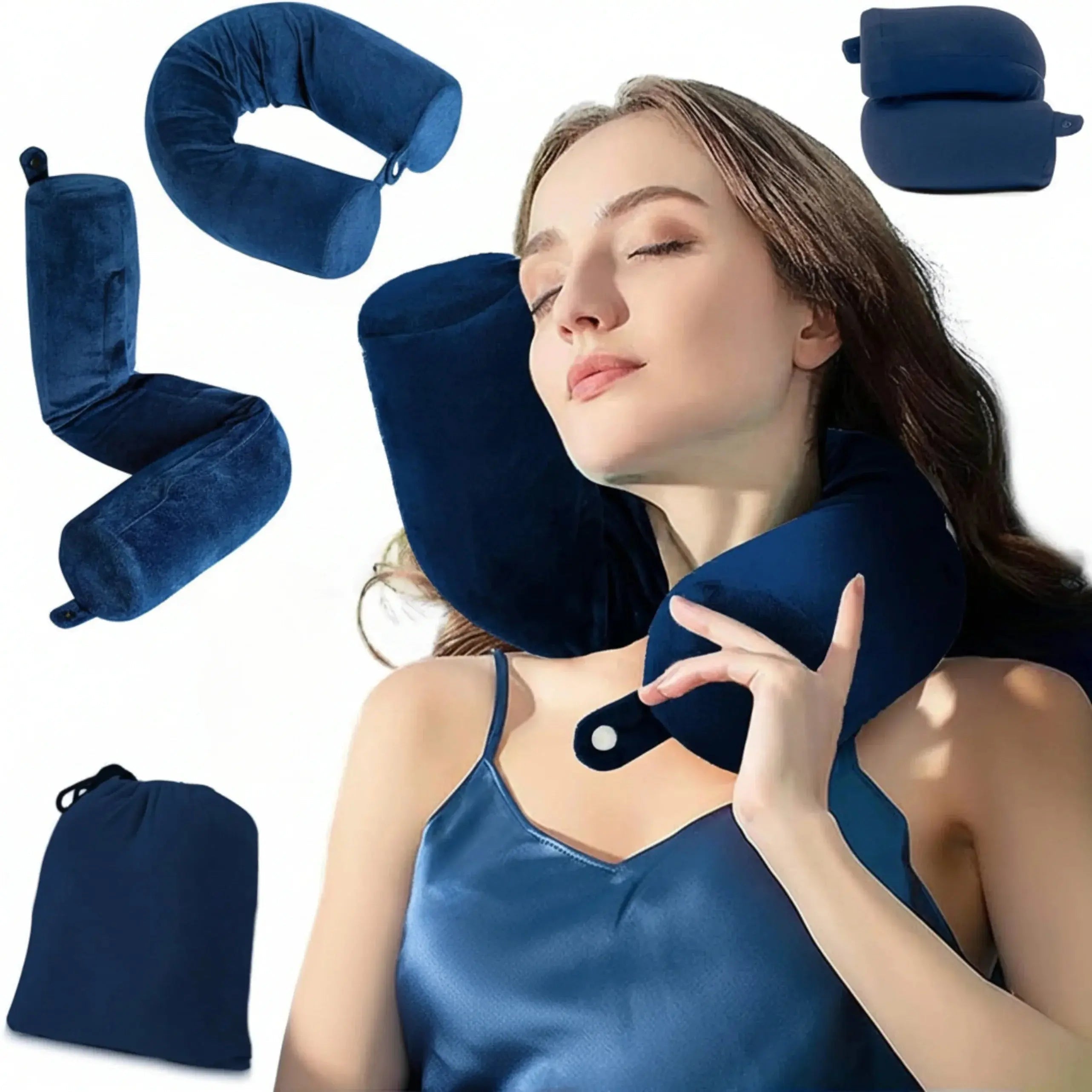 Bendable U-Shaped Travel Pillow for Comfortable Sleep – Available in Navy and Grey — Lifestyle 11