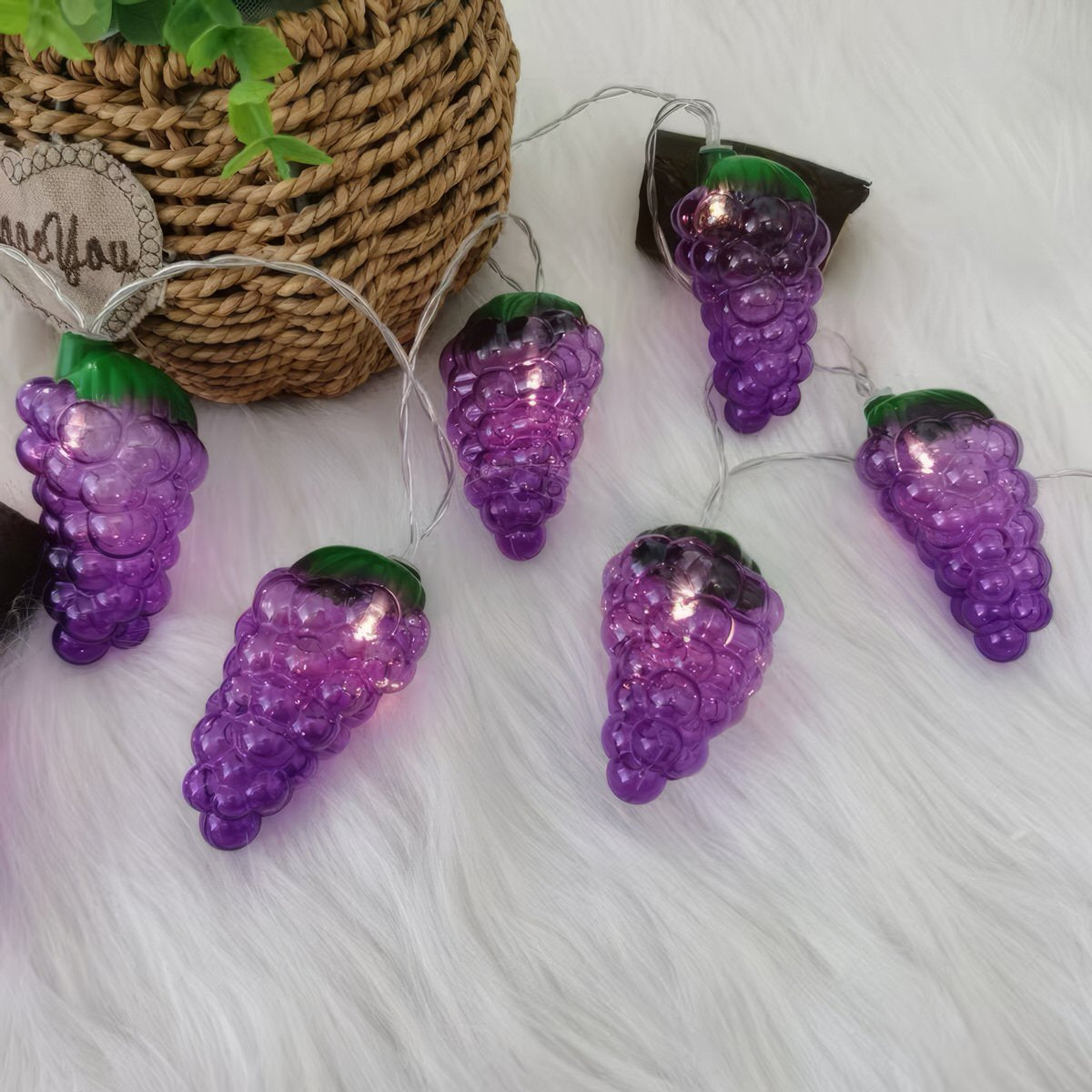 Purple Grape String Lights — Warm LED Mood Lighting for Bedside — Lifestyle 1