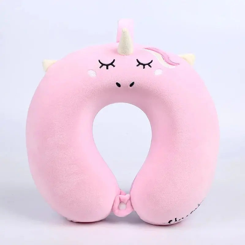 U-Shaped Travel Neck Pillow in Soft Plush - Available in Pink, Purple, Gray, and Blue (30x30x10cm) — Lifestyle 8