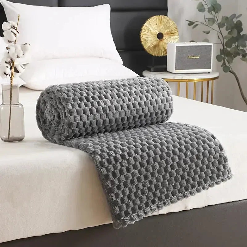 3D Cloud Design Silky Flannel Fleece Blanket in Army Green, Light Gray, Red, Blue - Multiple Sizes Available — Lifestyle 9