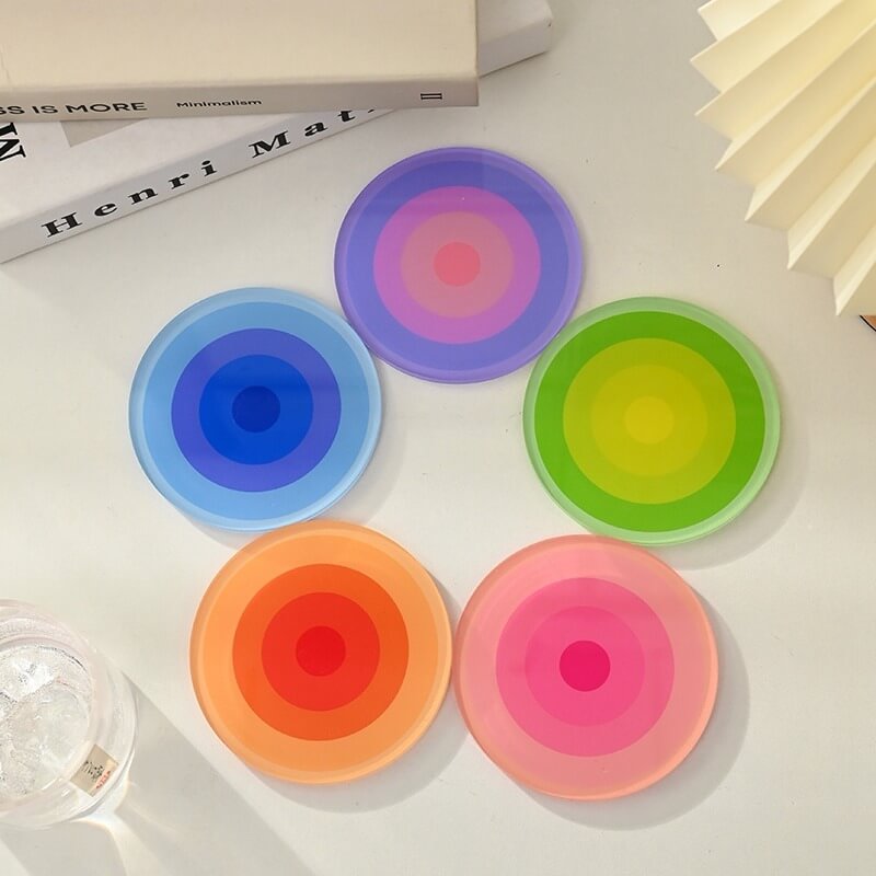 Round Gradient Acrylic Coaster — Decorative Accent for Considered Styling — Lifestyle 2