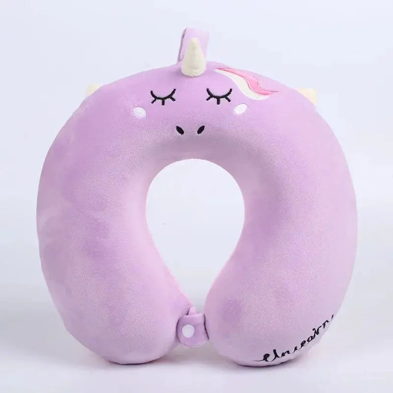 U-Shaped Travel Neck Pillow in Soft Plush - Available in Pink, Purple, Gray, and Blue (30x30x10cm) — Lifestyle 9