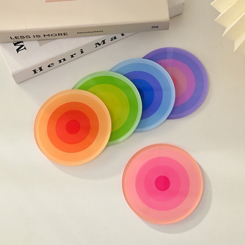 Round Gradient Acrylic Coaster — Decorative Accent for Considered Styling — Front view