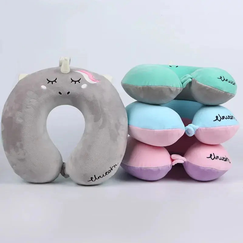 U-Shaped Travel Neck Pillow in Soft Plush - Available in Pink, Purple, Gray, and Blue (30x30x10cm) — Lifestyle 5