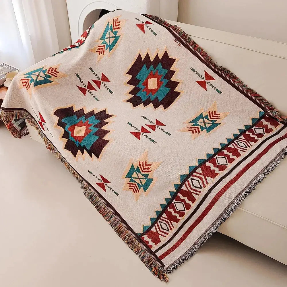 Aztec-Inspired Woven Throw Blanket for Relaxation - Available in Sucre, Multiple Sizes — Lifestyle 5