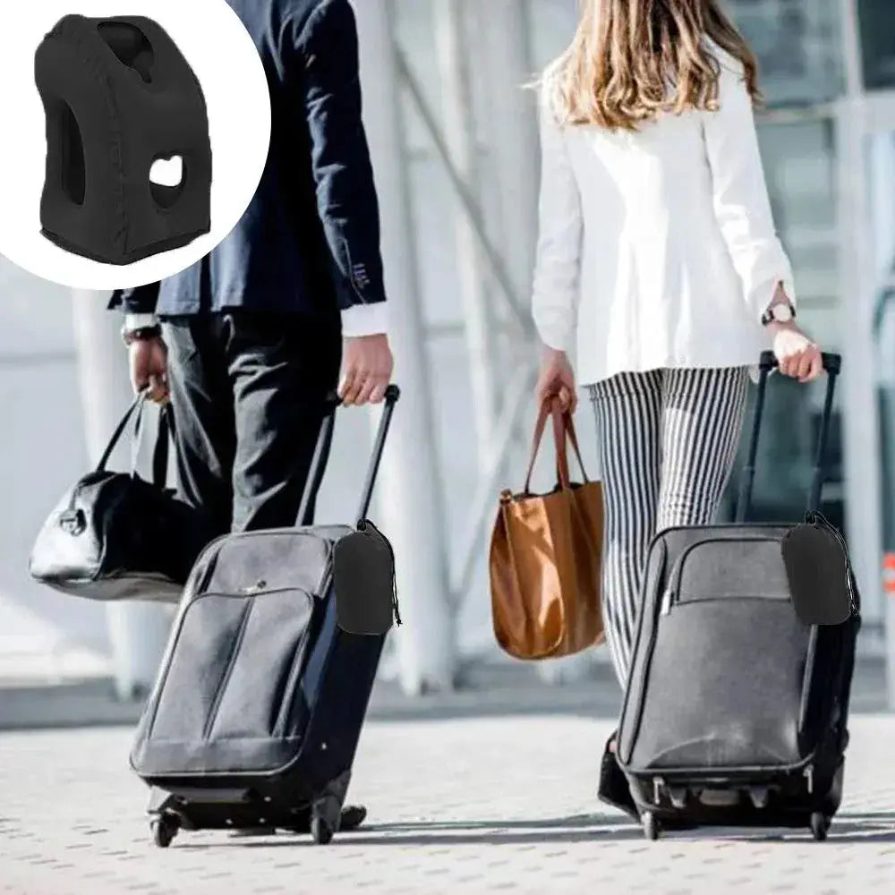 Inflatable Travel Pillow for Comfortable Sleep Support - Available in Grey, Blue, and Black — Lifestyle 6