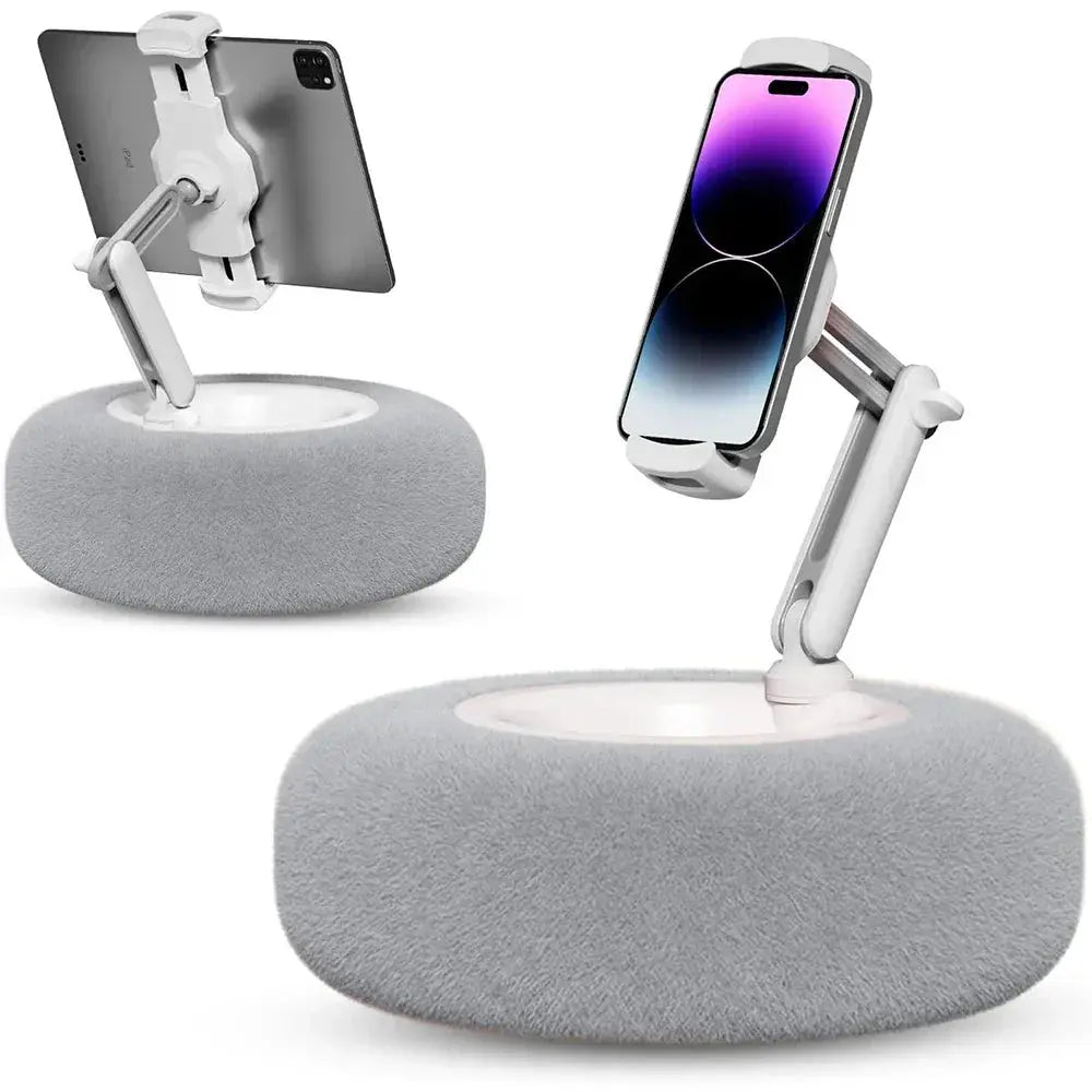 Adjustable Plush Tablet Stand for Comfortable Sleep and Relaxation - Available in Gray and Pink — Lifestyle 9