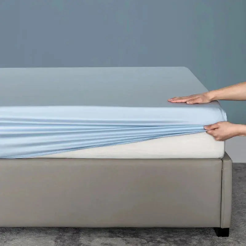 Bamboo Cooling Fitted Sheet Cover in Pink, Blue, Grey, Yellow - Available in Multiple Sizes for Comfortable Sleep — Lifestyle