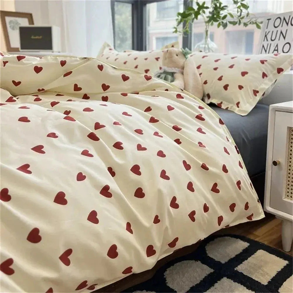 Korean Love Heart Bedding Set - 4 Piece Collection in Multiple Sizes for Comfortable Sleep — Lifestyle 7