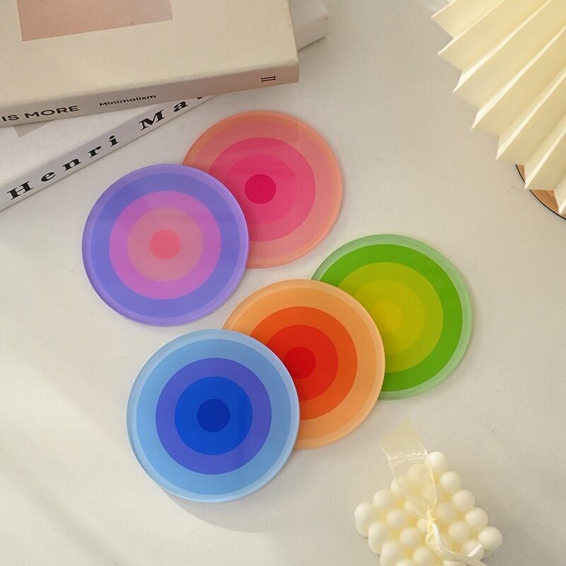 Round Gradient Acrylic Coaster — Decorative Accent for Considered Styling — Lifestyle 3