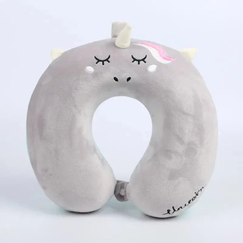 U-Shaped Travel Neck Pillow in Soft Plush - Available in Pink, Purple, Gray, and Blue (30x30x10cm) — Lifestyle 10