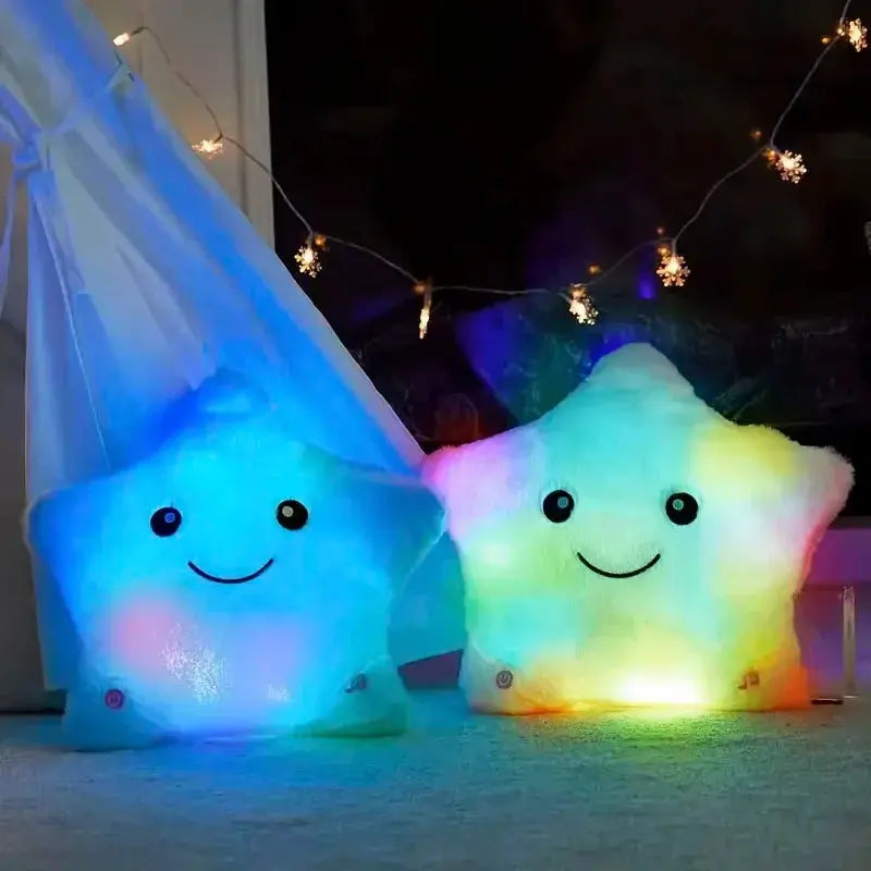 Twinkle Star Plush Pillow - Soft LED Glow Cushion for Sleep, Available in Blue, Yellow, Pink, Purple, 24cm Height — Lifestyle