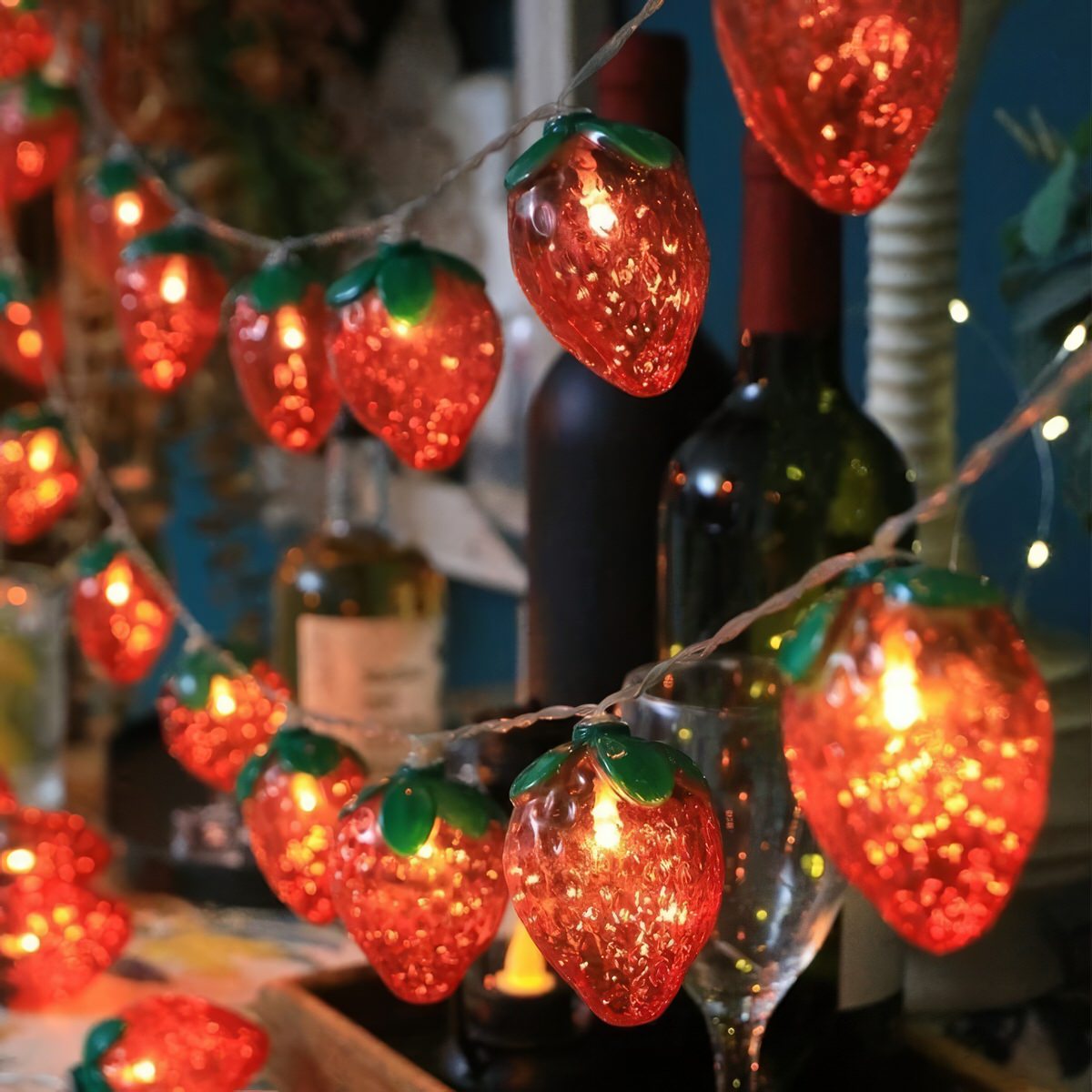 Strawberry String Lights — Warm LED Mood Lighting for Bedside — Lifestyle 3