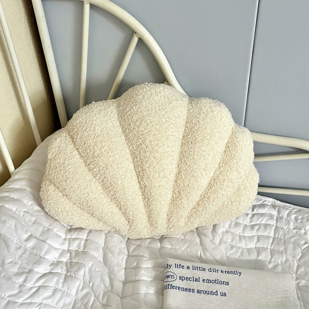 Shell Plush Cushion — Soft Terry Fabric for Sofa and Bed Styling — Lifestyle 5