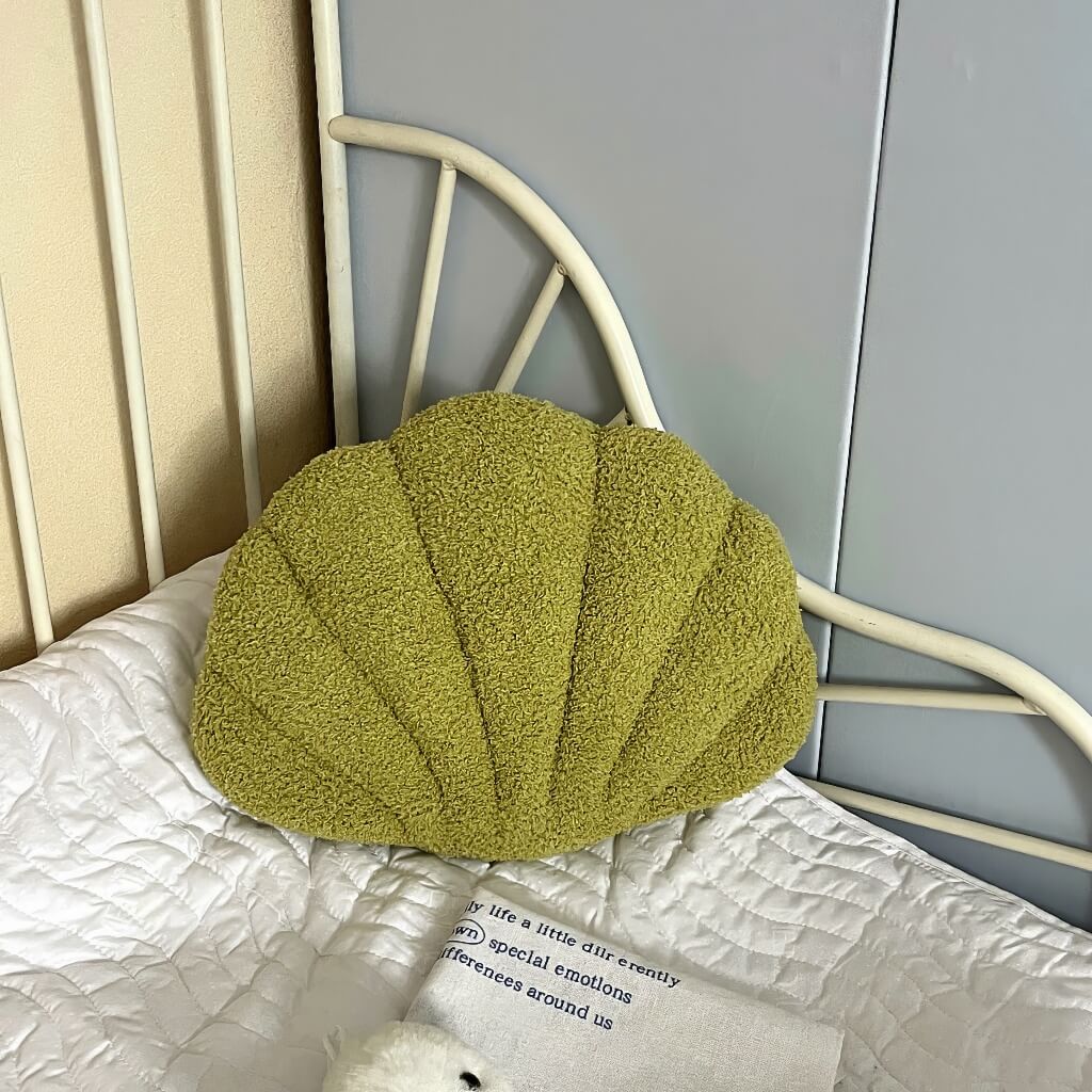 Shell Plush Cushion — Soft Terry Fabric for Sofa and Bed Styling — Lifestyle 8