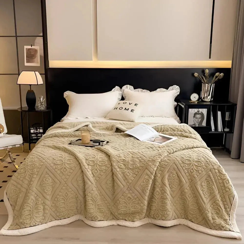 Thickened Double-Sided Breathable Blanket for Comfortable Sleep in Brown, Green, White, or Sky Blue - Multiple Sizes Availabl