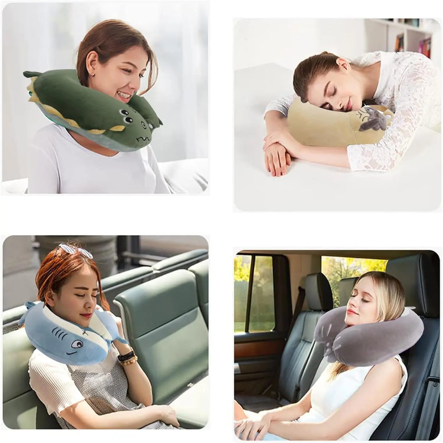 Cartoon Travel Neck Pillow for Sleep and Comfort - U Shaped Design in Dinosaur, Pastoral Dog, Little Penguin, Piggy — Lifesty
