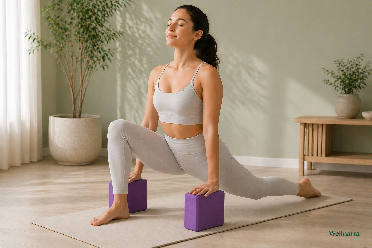 Foam Yoga Blocks Set of 2 – High Density EVA, Purple, Non-Slip Yoga & Pilates Props
