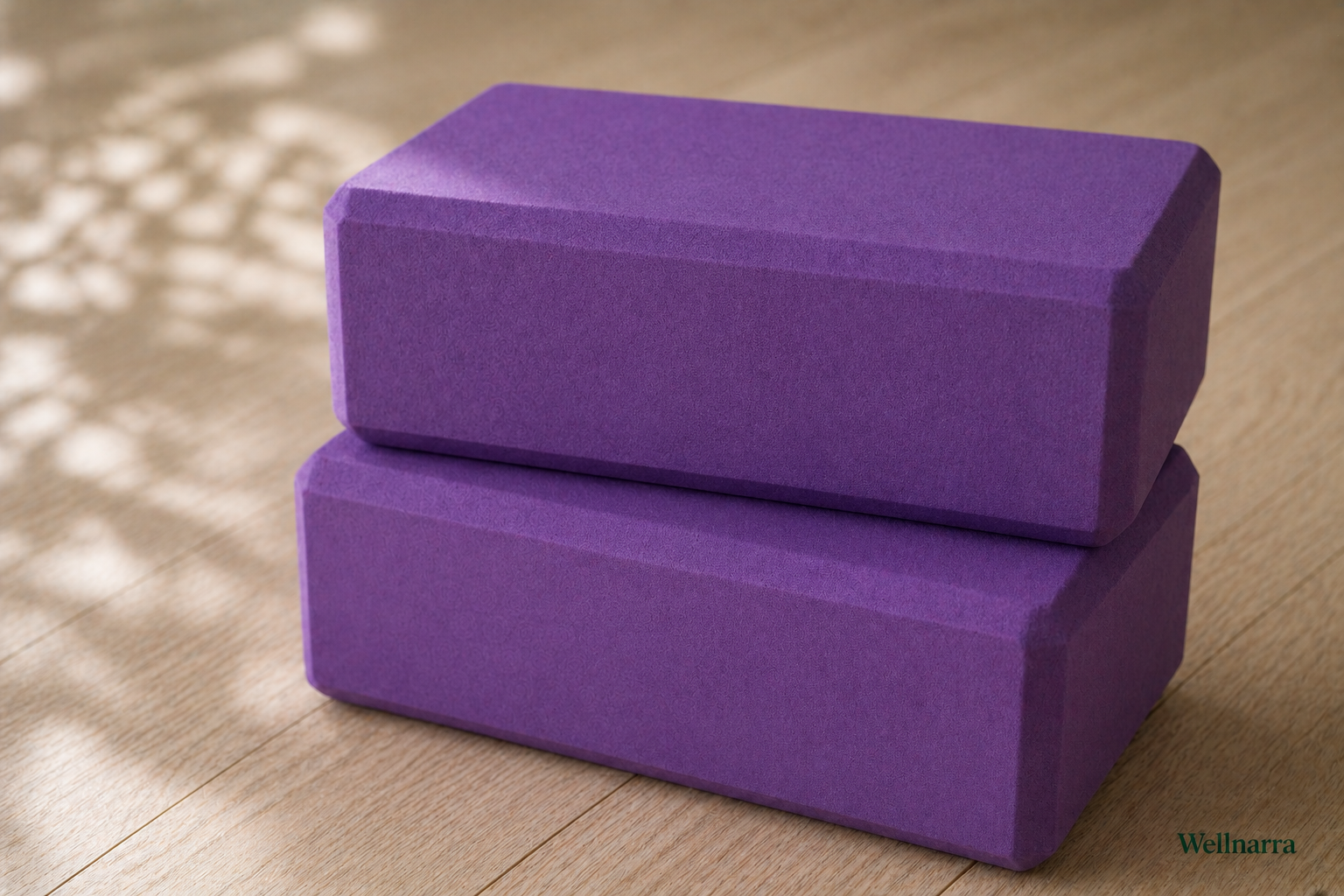 Foam Yoga Blocks Set of 2 – High Density EVA, Purple, Non-Slip Yoga & Pilates Props