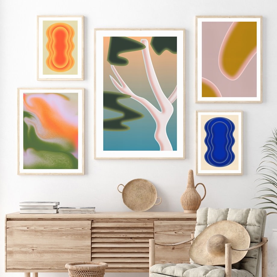 Abstract Waves Canvas Posters — Considered Home Styling — Front view