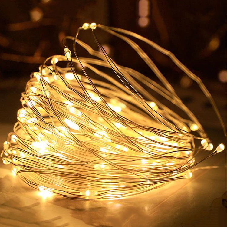 Thin Wire Fairy Lights — Warm LED Mood Lighting for Bedside — Front view