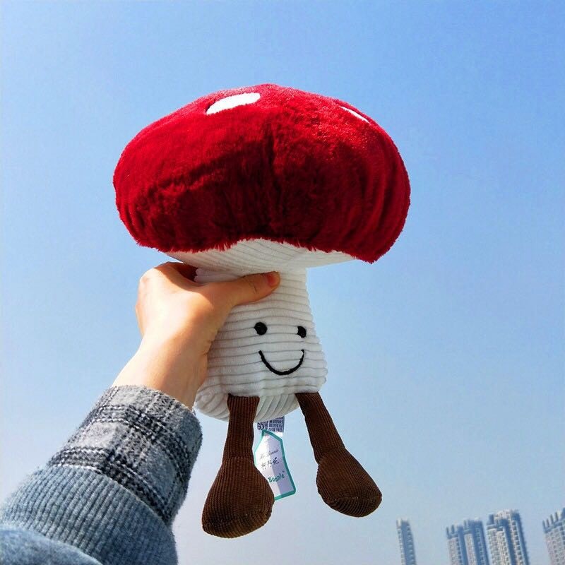 Red Mushroom Pillow Toy — Considered Home Styling — Detail