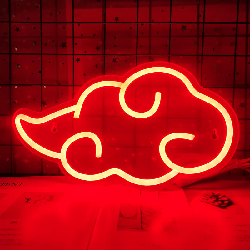 Anime Cloud Neon Sign — Warm LED Mood Lighting for Bedside — Front view