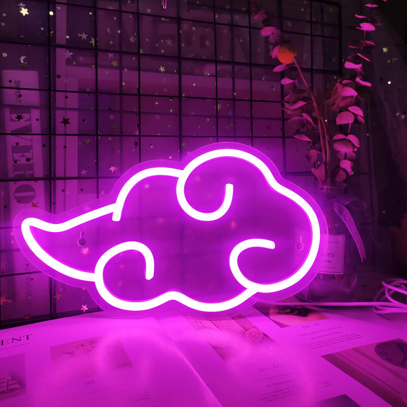 Anime Cloud Neon Sign — Warm LED Mood Lighting for Bedside — Lifestyle 7