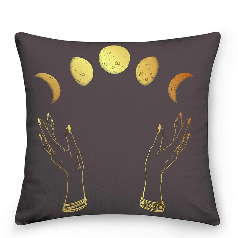 Astro Sun & Moon Cushion Cover — Sun and Moon Print for Layered Bedroom Styling — Lifestyle 2