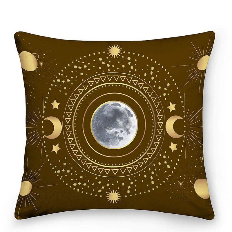 Astro Sun & Moon Cushion Cover — Sun and Moon Print for Layered Bedroom Styling — Lifestyle 4