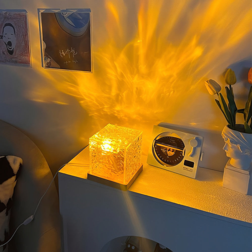 Aurora Cube Night Light — Warm LED Mood Lighting for Bedside — Lifestyle 2