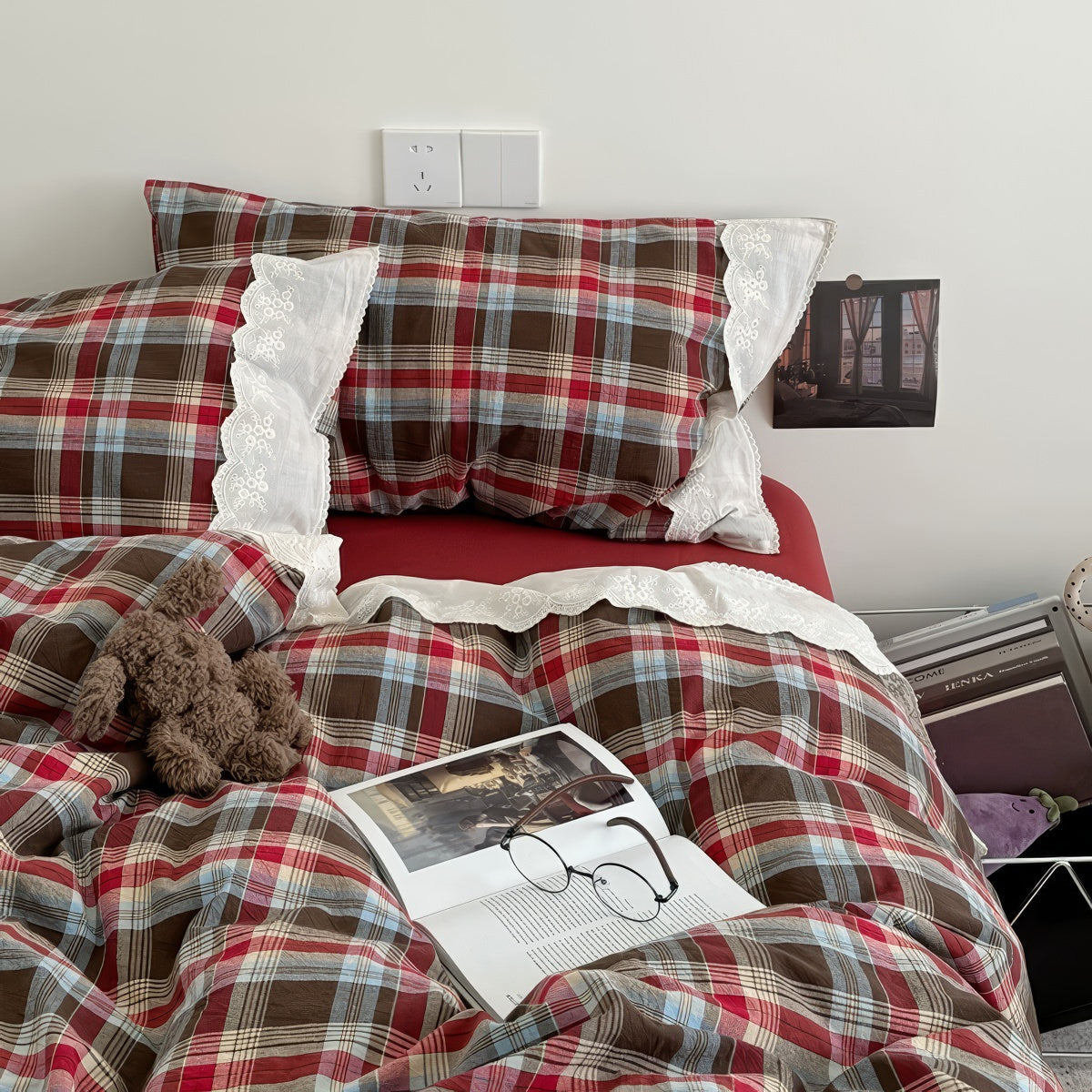 Bavarian Plaid Ruffled Bedding Set — Lifestyle 1