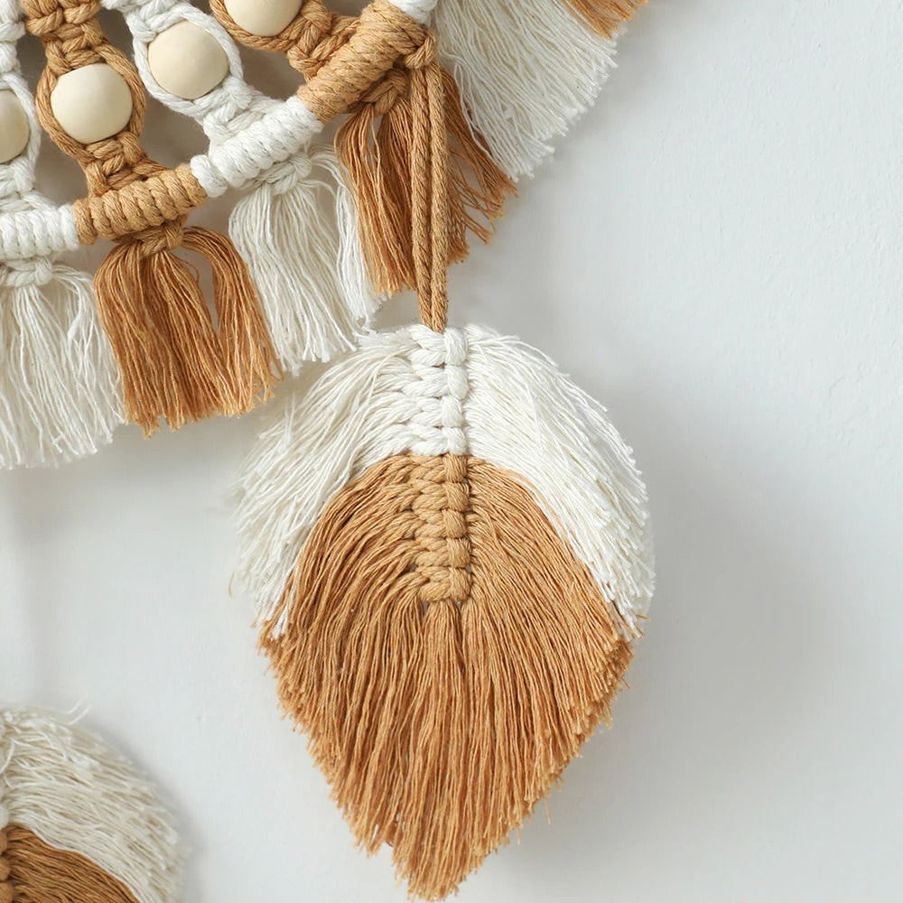 Brown & Beige Macrame Fringe Wall Mirror — Considered Home Styling — Lifestyle 2