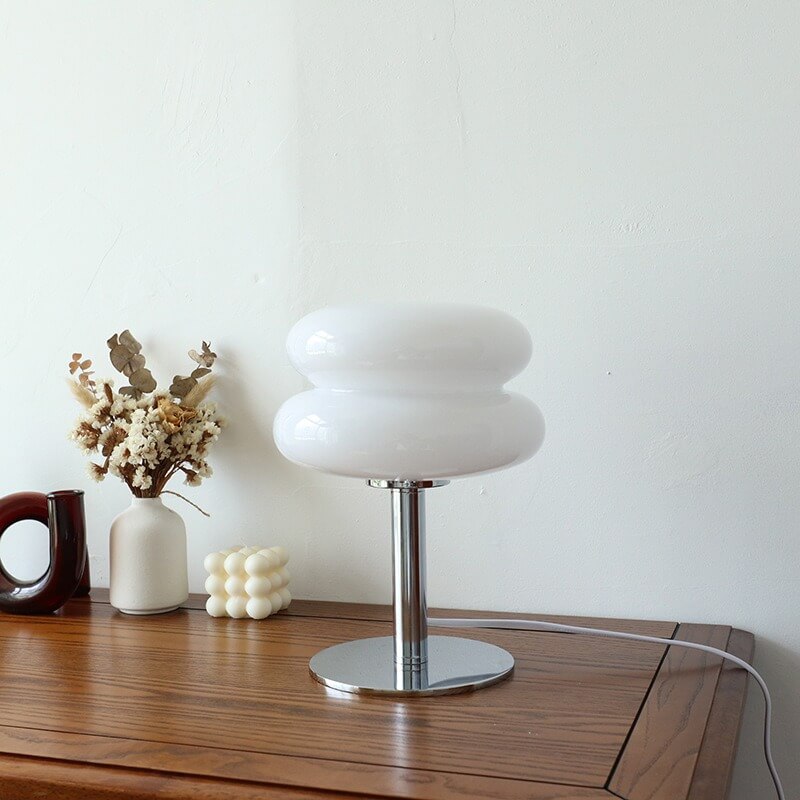 Retro '50s Egg Tart Table Lamp — Warm LED Mood Lighting for Bedside — Lifestyle 3