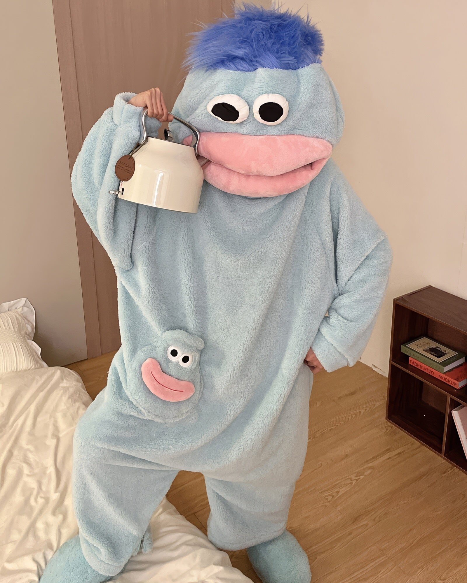 Big Mouth Monster Fleece Onesie Pajama — Soft Cotton-Blend Loungewear — Lifestyle 6