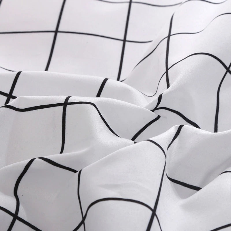 Plain Grid Bedding Set — Soft-Touch Cotton Duvet & Pillowcases — Lifestyle 4