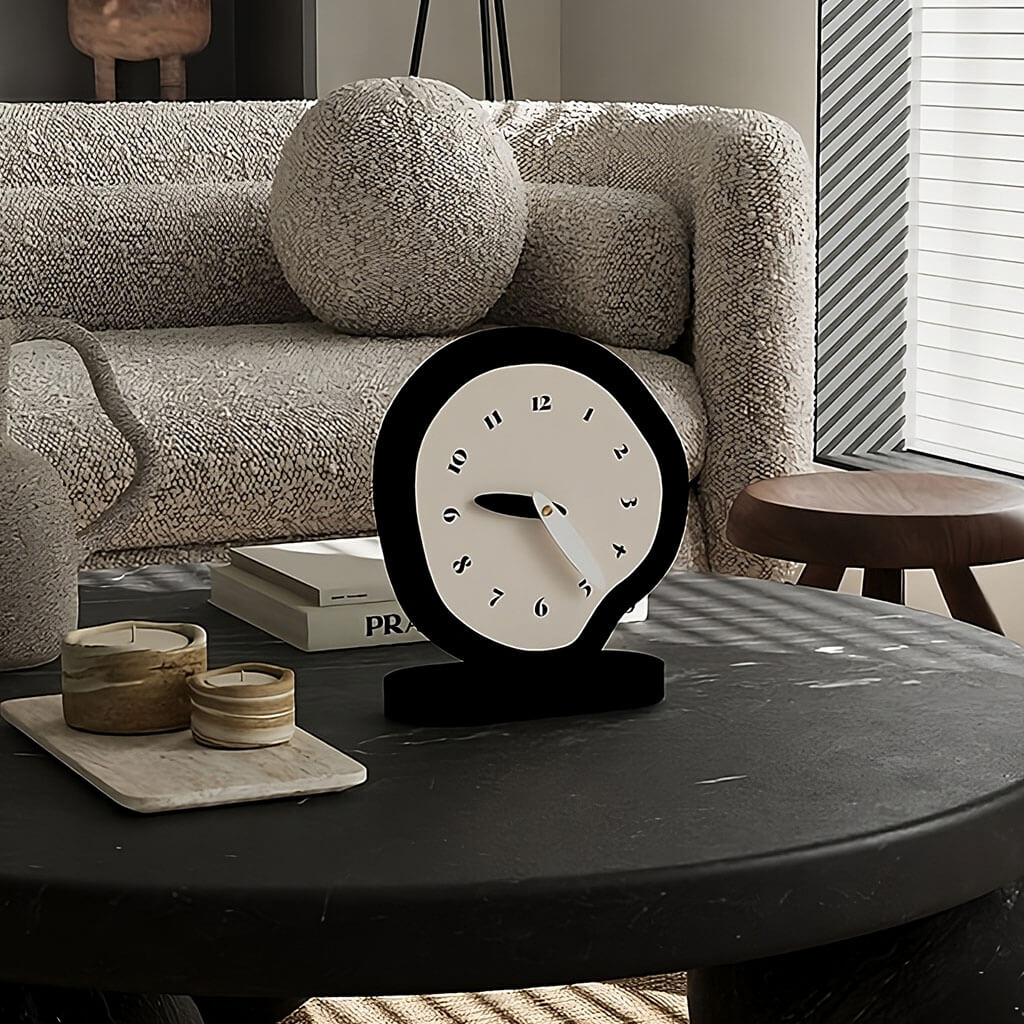 B&W Irregular Minimalist Desk Clock — Considered Home Styling