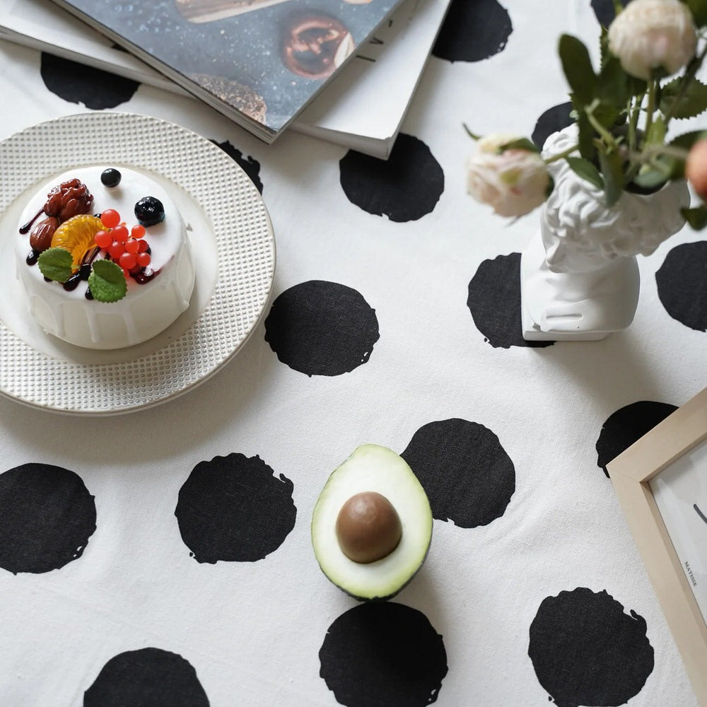 B&W Polka Dot Tablecloth — Considered Home Styling — Detail
