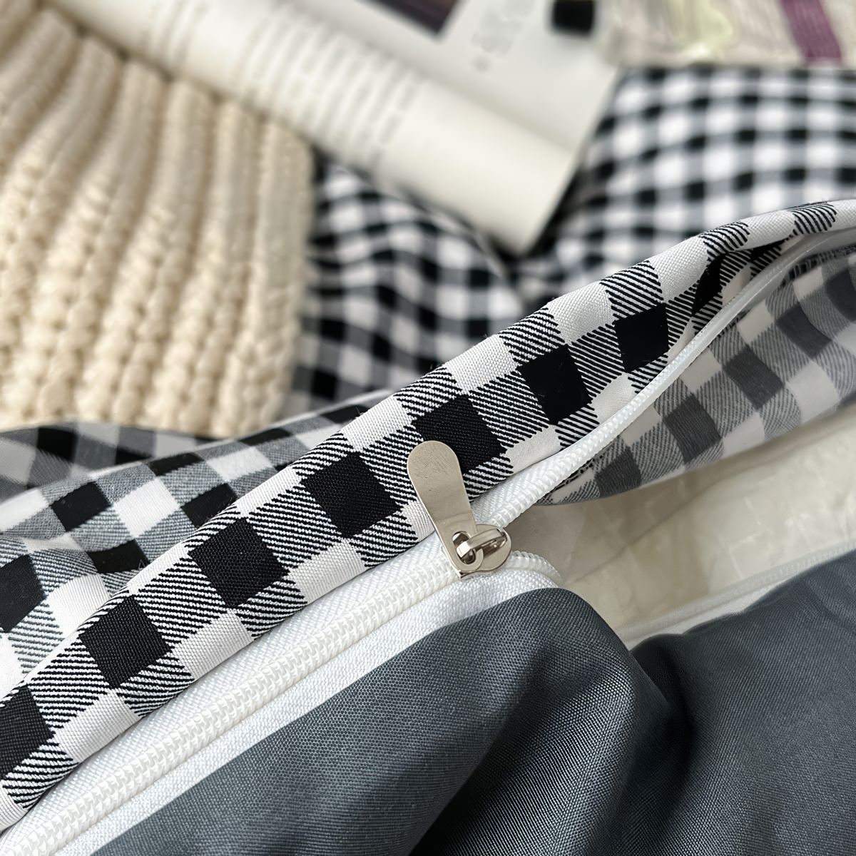 Black Gingham Bedding Set — Cotton Duvet & Pillowcases — Lifestyle 5