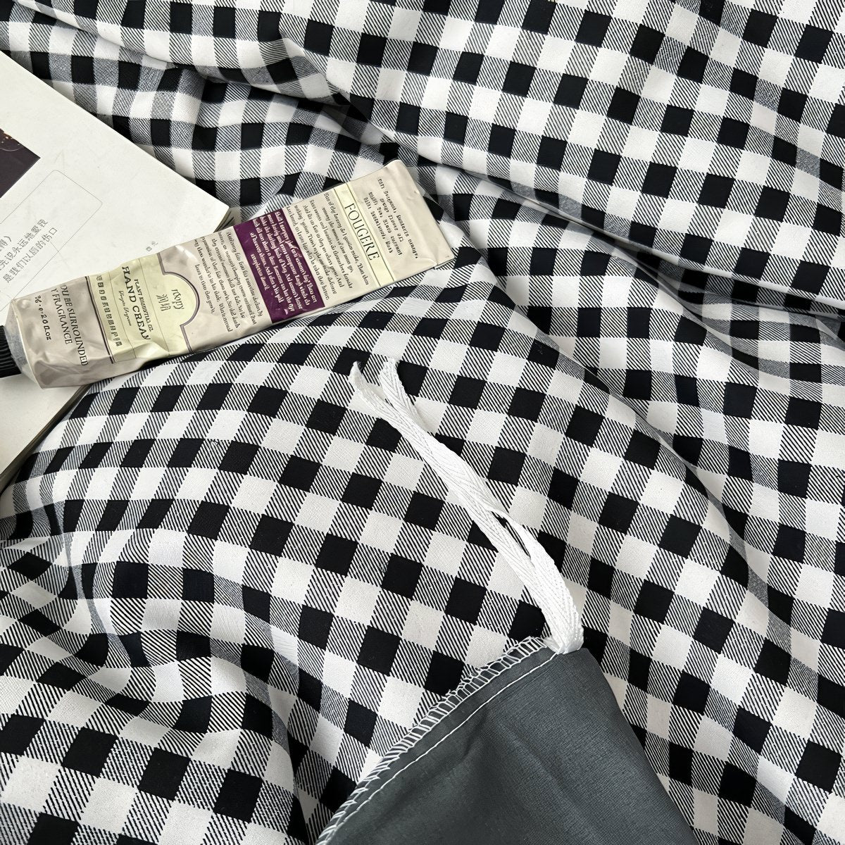 Black Gingham Bedding Set — Cotton Duvet & Pillowcases — Lifestyle 6