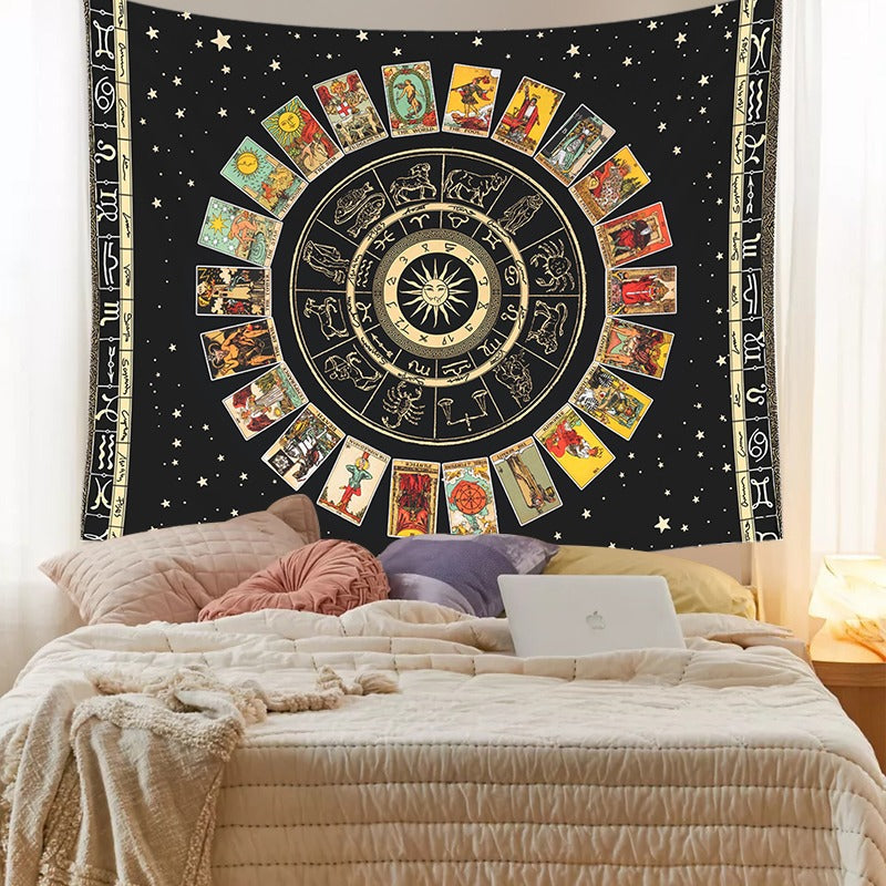 Black Tarot Cards Mandala Tapestry — Considered Home Styling — Detail