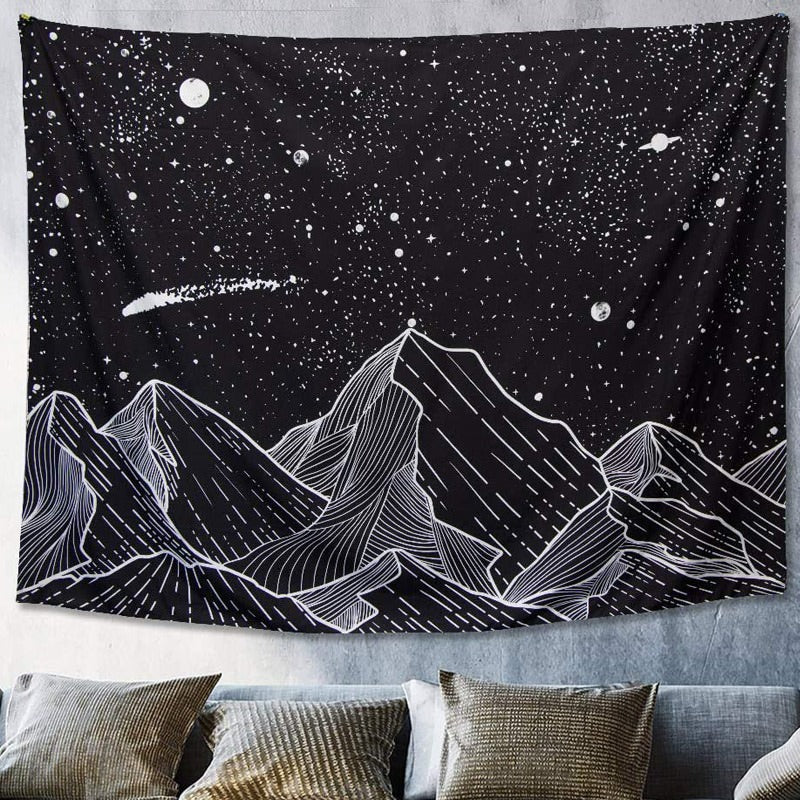 Starry Night Mountains Tapestry — Considered Home Styling — Lifestyle 1