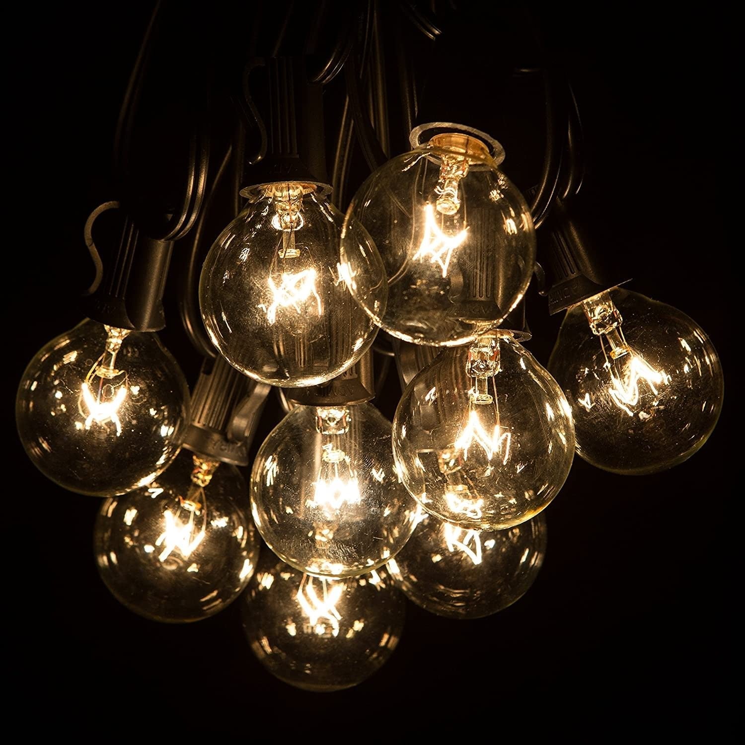Black Wire Bulb String Lights — Warm LED Mood Lighting for Bedside — Lifestyle 2