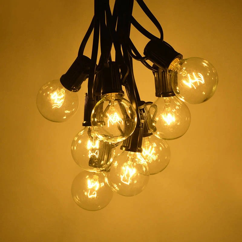 Black Wire Bulb String Lights — Warm LED Mood Lighting for Bedside — Lifestyle 3