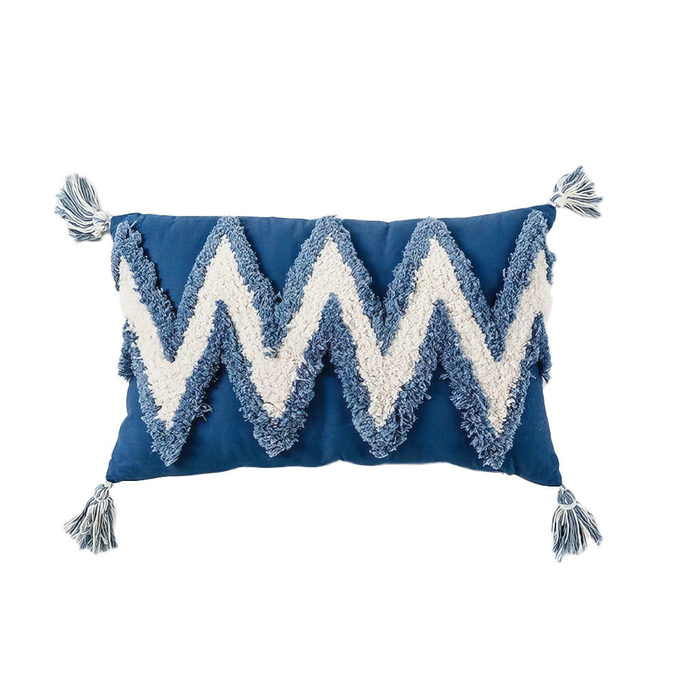 Blue & Yellow Tufted Cushion Cover — Hand-Tufted Two-Tone Texture for Bright Bedroom Layering — Lifestyle 7