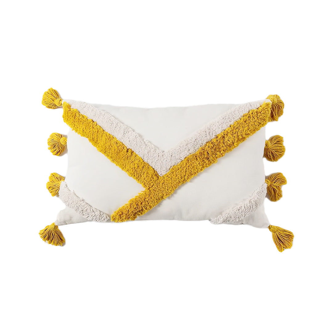 Blue & Yellow Tufted Cushion Cover — Hand-Tufted Two-Tone Texture for Bright Bedroom Layering — Lifestyle 6